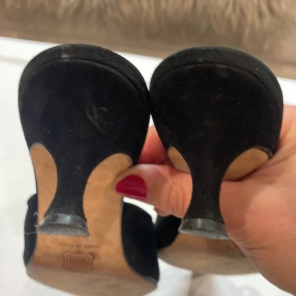 Vanessa Noel Black Suede Kitten Heel Mules - Picture 11 of 13